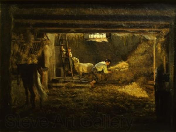 Filippo Palizzi Interno d'una stalla Norge oil painting art